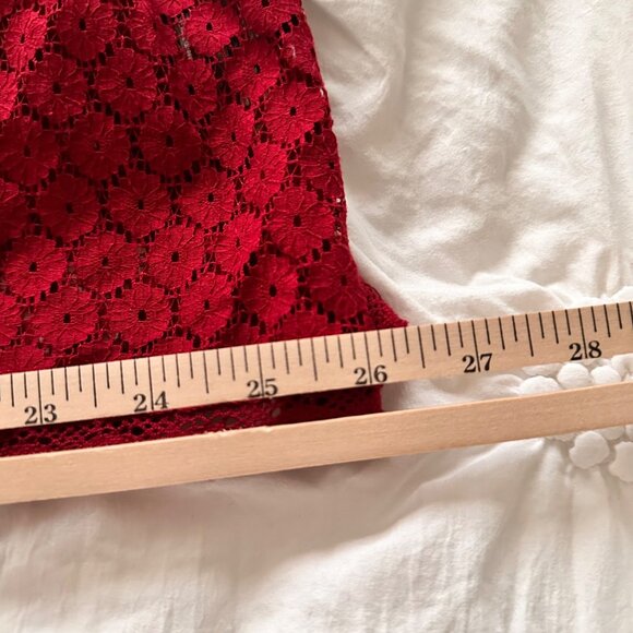 Torrid Womens Lace Blouse High Neck In Rhubarb Red Size 2 (2X) Whimsy - Picture 10 of 11